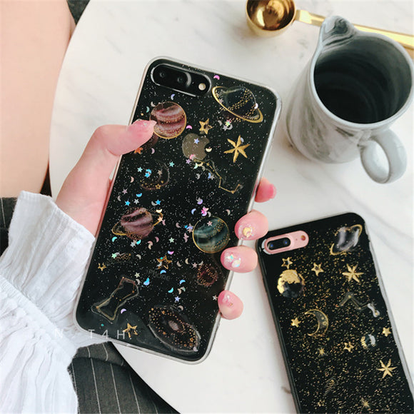 Space planet Glitter phone Cases